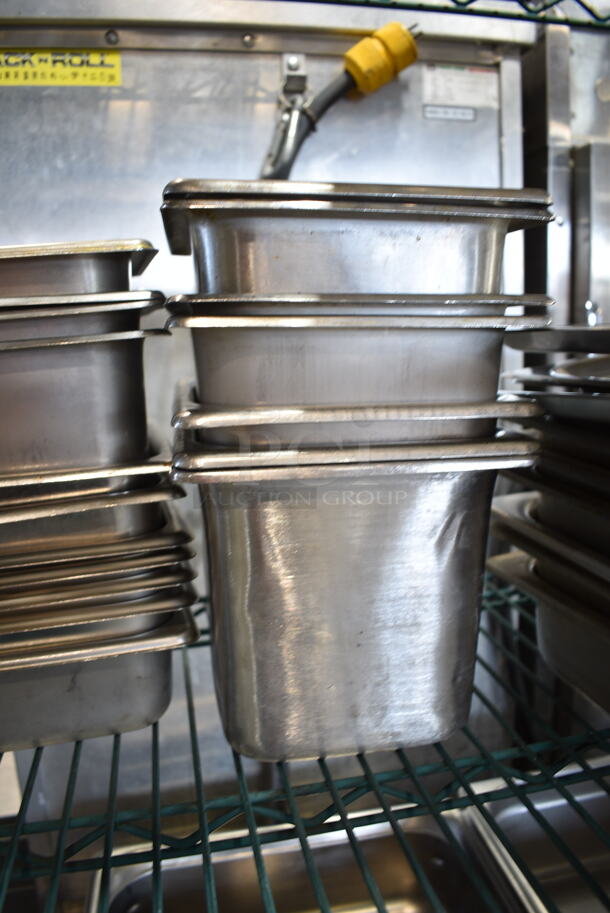 32 Various Stainless Steel Items Including Drop In Bins, Drop In Bin Lids and Center Hinge Chafer Lids. Includes 7x6.5x6, 7x6.5x2.5. 32 Times Your Bid! - Image 7 of 9