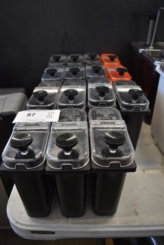 15 Server Poly Bins w/ Clear Lids. 3x7.5x9. 15 Times Your Bid!