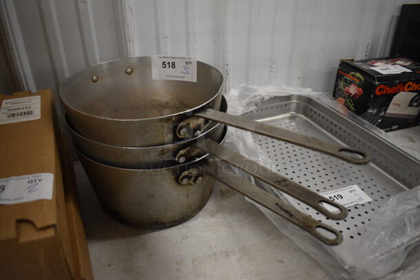 3 Metal Sauce Pots. 22x11x6. 3 Times Your Bid!