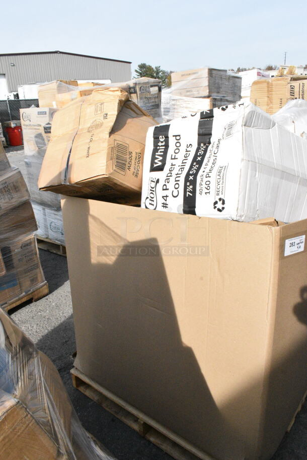 10 BRAND NEW Boxes Including 50012W Choice 12 oz. White Poly Paper Hot Cup - 1000/Case, Choice #4 Paper Food Containers, 5001RT800N Lavex 8" Natural Kraft Hardwound Paper Towel, 800 Feet / Roll - 6/Case. 10 Times Your Bid!  - Image 3 of 5