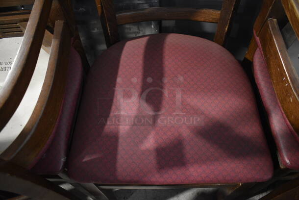 4 Wooden Dining Chairs w/ Patterned Seat Cushion. Stock Picture - Cosmetic Condition May Vary. 17x17x34. 4 Times Your Bid! - Image 3 of 4