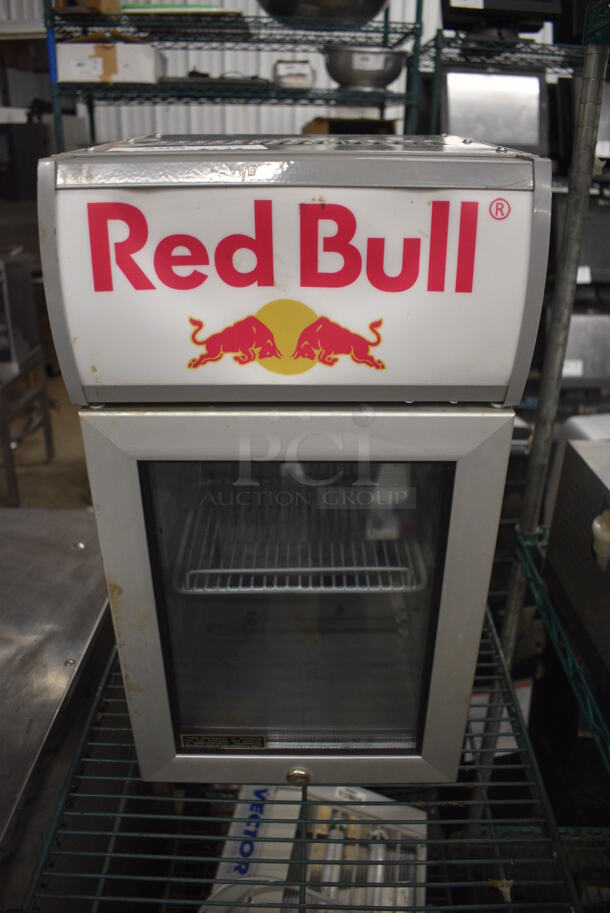 Red Bull Model CTB50 Metal Commercial Mini Cooler Merchandiser. 115 Volts, 1 Phase. 11.5x13.5x22. Tested and Working!