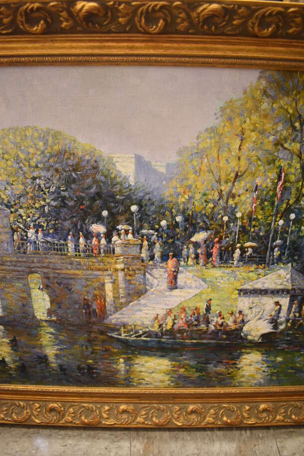 Framed Canvas Painting Reproduction of Boston Public Gardens by John C Terelak From Art Dealer Ed Mero! - Image 5 of 10