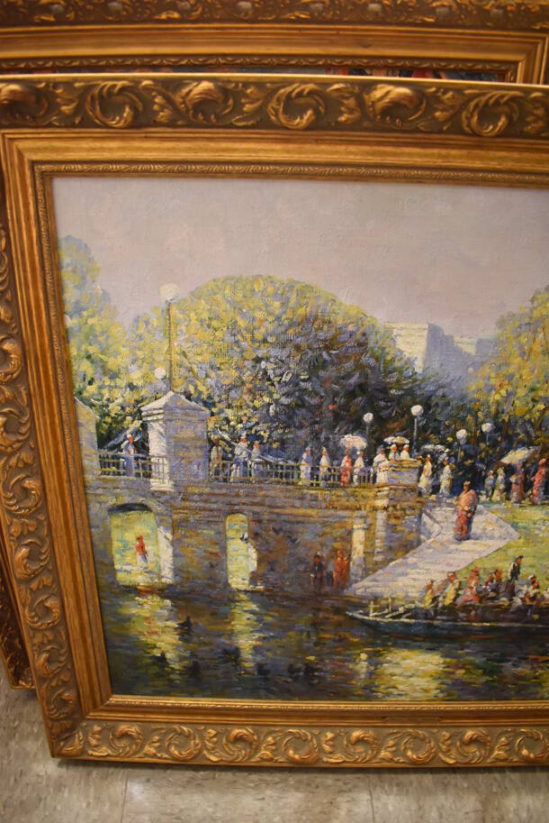 Framed Canvas Painting Reproduction of Boston Public Gardens by John C Terelak From Art Dealer Ed Mero! - Image 6 of 10