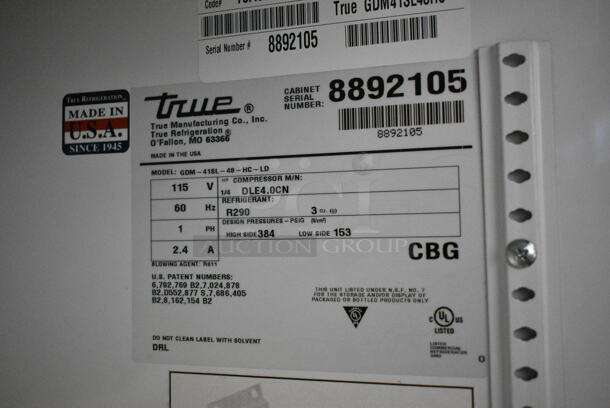 2016 True GDM-41SL-48-HC-LD Metal Commercial 2 Door Reach In Cooler Merchandiser. 115 Volts, 1 Phase. Tested and Working! - Image 5 of 5