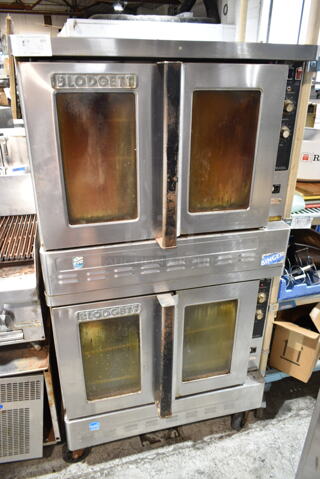 2 Blodgett Stainless Steel Commercial Gas Powered Full Size Convection Oven w/ View Through Doors, Metal Oven Racks and Thermostatic Controls on Commercial Casters. 2 Times Your Bid!