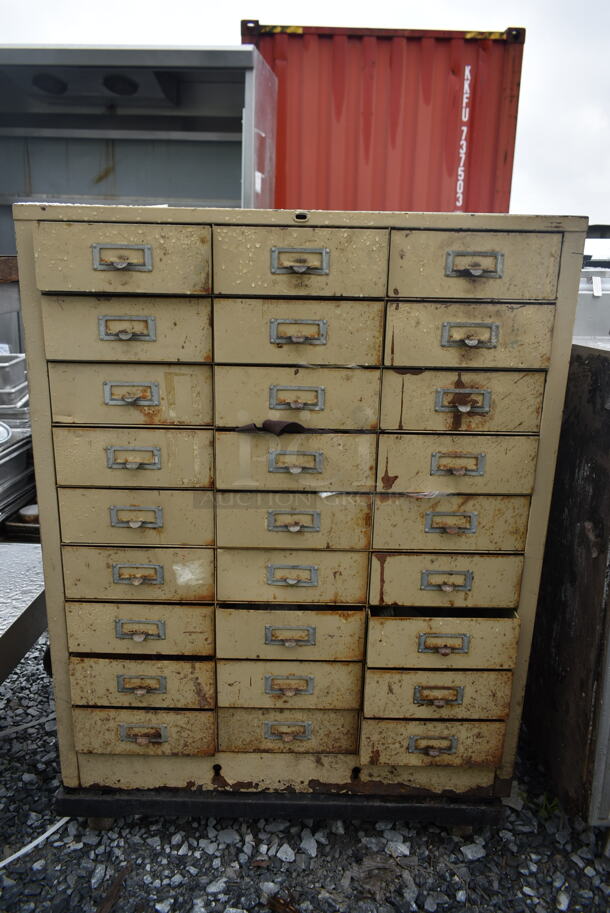 Tan Metal 27 Drawer Cabinet w/ Contents. - Image 3 of 4