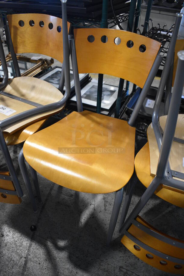 2 Wooden Dining Chairs on Gray Metal Frame. Stock Picture - Cosmetic Condition May Vary. 17x16x31. 2 Times Your Bid! - Image 2 of 3