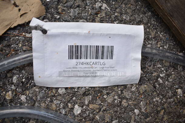 BRAND NEW SCRATCH AND DENT! Lavex 274HKCARTLG Hotel / Housekeeping Cart - Large Four Shelf on Commercial Casters.  - Image 8 of 8