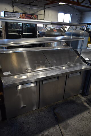 Kelvinator KCMT70.30-HC Stainless Steel Commercial Sandwich Salad Prep Table Bain Marie Mega Top w/ 2 Tier Over Shelf on Commercial Casters. 115 Volts, 1 Phase. Tested and Powers On But Does Not Get Cold