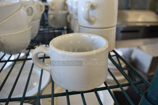 15 White Ceramic Mugs. 4.5x3.5x2.5. 15 Times Your Bid!