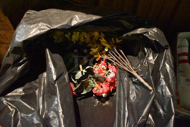 ALL ONE MONEY! Lot of Box of Decorations and Bag of Fake Plants. (bar) - Image 3 of 4