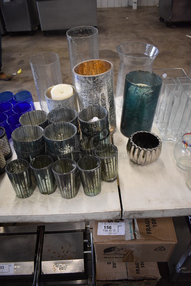 ALL ONE MONEY! Lot of Contents on Table Including Votives, Vases and Glasses! - Image 7 of 11
