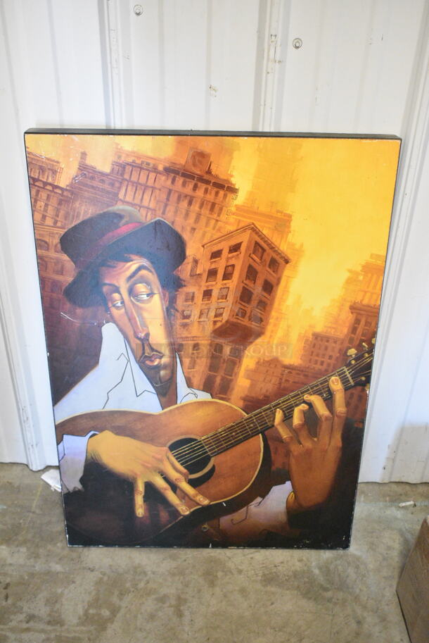 3 Various Items Including Marilyn Monroe Picture, Guitar Player Pictures and Blackboard A Frame Sidewalk Sign. 3 Times Your Bid!  - Image 2 of 4