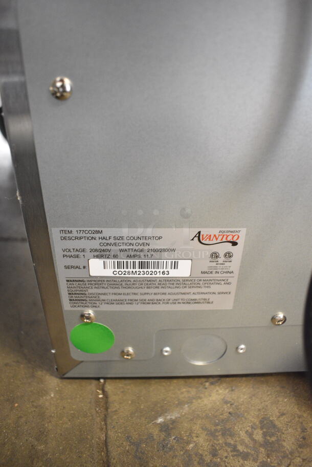 BRAND NEW SCRATCH AND DENT! Avantco 177CO28M Stainless Steel Commercial Countertop Electric Powered Half Size Convection Oven. See Pictures for Glass Damage. 208/240 Volts, 1 Phase.  - Image 5 of 5