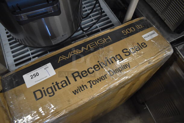 BRAND NEW IN BOX! AvaWeigh FS500TW Stainless Steel Commercial Floor Style 500 lb. Digital Receiving Scale with Tower Display. Missing Hardware. Tested and Working! - Image 4 of 5