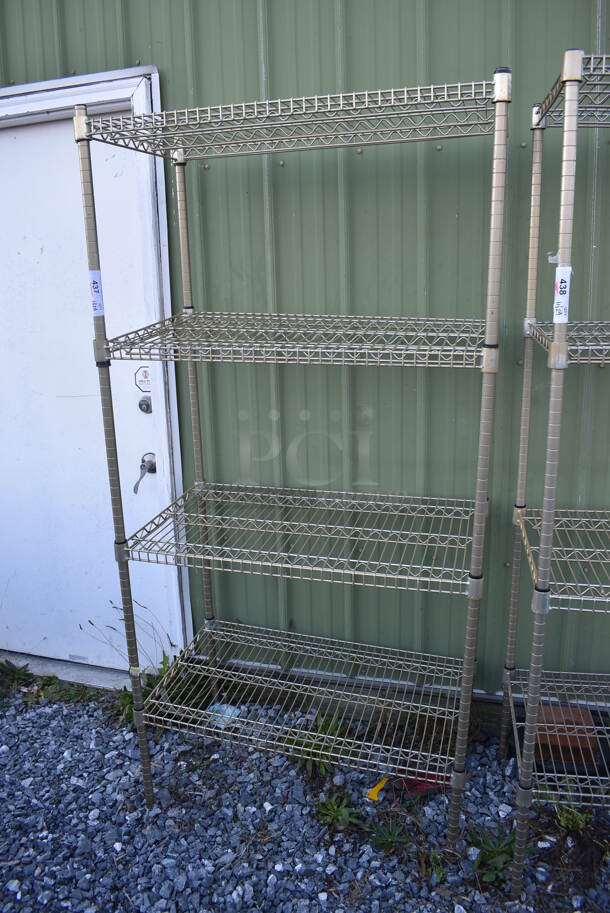 Gold Finish 4 Tier Wire Shelving Unit. BUYER MUST DISMANTLE. PCI CANNOT DISMANTLE FOR SHIPPING. PLEASE CONSIDER FREIGHT CHARGES. 36x21x75 - Image 4 of 4