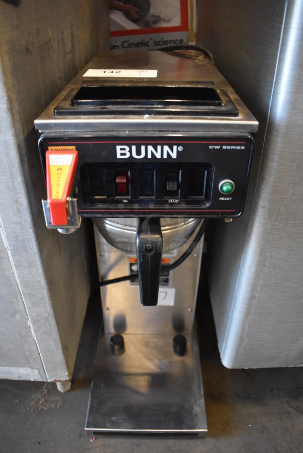 2017 Bunn CWTF-APS DV Stainless Steel Commercial Countertop Coffee Machine w/ Hot Water Dispenser and Metal Brew Basket. 120 Volts, 1 Phase. 8x20x25 - Image 1 of 5