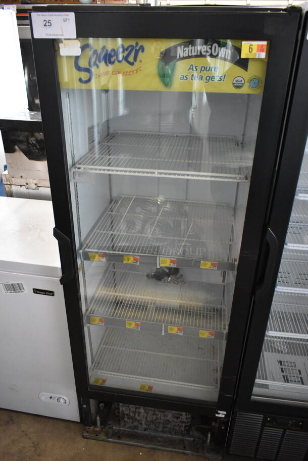 Beverage Air LV12-1-B Metal Commercial Single Door Reach In Cooler Merchandiser w/ Poly Coated Racks. 115 Volts, 1 Phase. Tested and Powers On But Does Not Get Cold