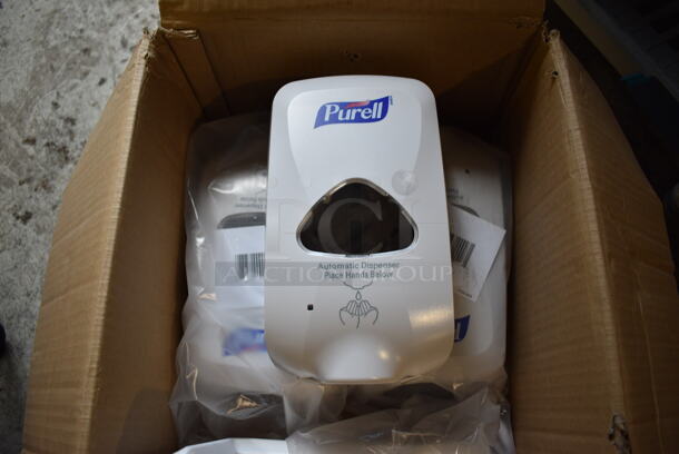3 Purell White Poly Wall Mount Hand Soap Dispensers and White Stand. 5x4x10. 3 Times Your Bid! - Image 2 of 3