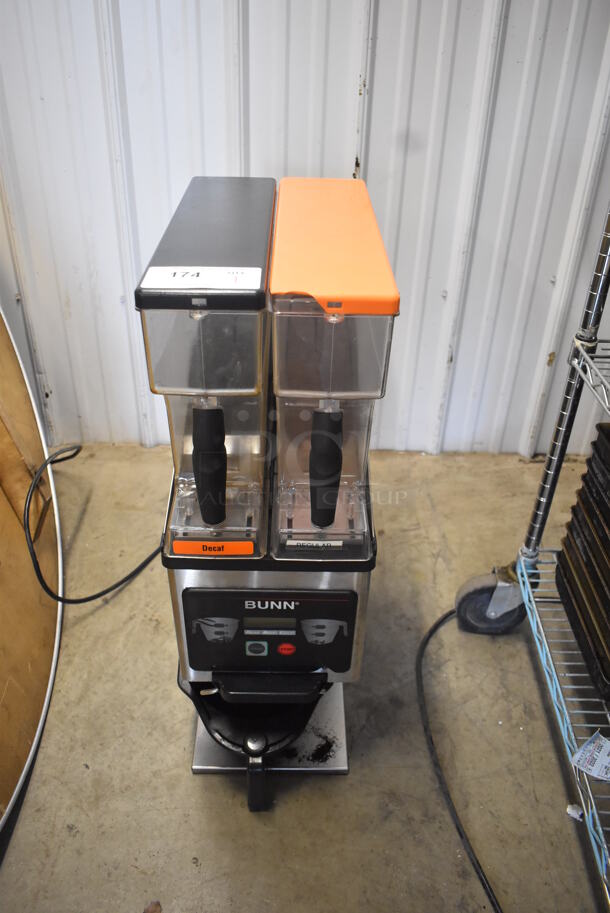 2018 Bunn MHG Stainless Steel Commercial Countertop 2 Hopper Coffee Bean Grinder. 120 Volts, 1 Phase. Tested and Working!