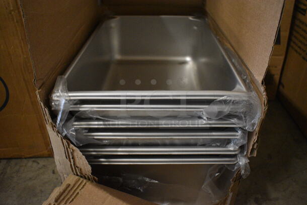 6 BRAND NEW IN BOX! Vollrath Stainless Steel Full Size Drop In Bins. 1/1x6. 6 Times Your Bid!