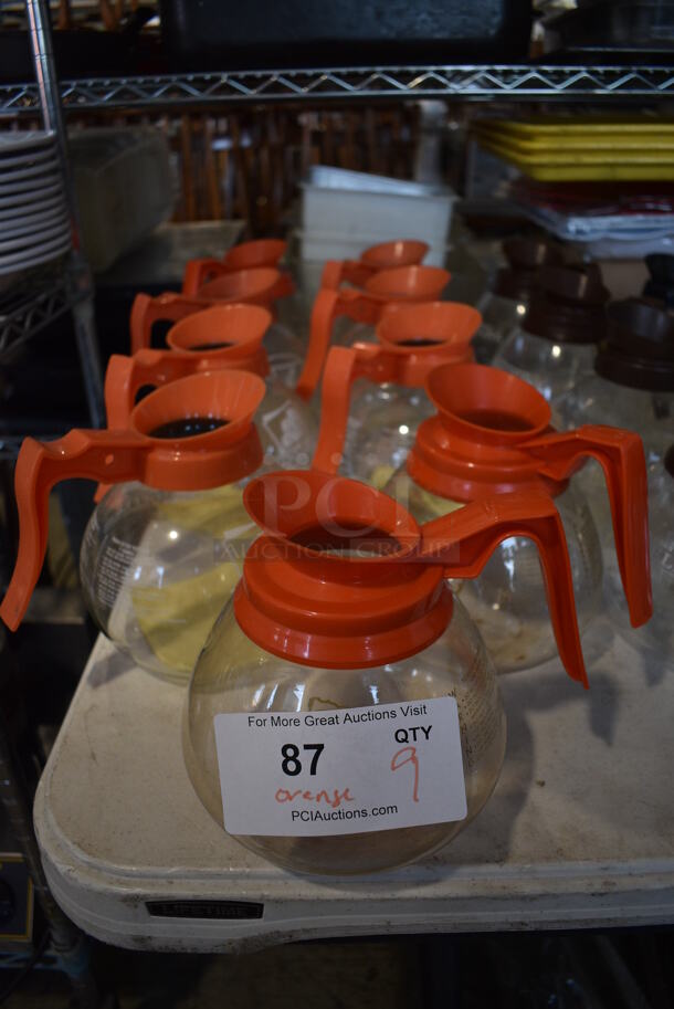 9 Coffee Pots w/ Orange Handle. 8x6x7. 9 Times Your Bid! - Image 2 of 4