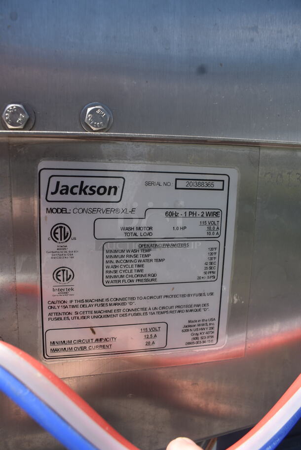 2020 Jackson Conserver XL-E Stainless Steel Pass Through Dishwasher. 115 Volt 1 Phase - Image 7 of 7