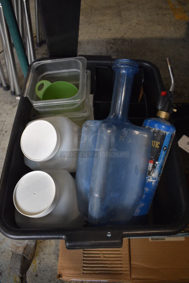 ALL ONE MONEY! Lot of Various Items Including Poly Containers and Bins in Poly Bus Bin!