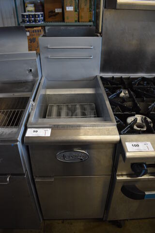 2015 Avantco FF400-P Stainless Steel Commercial Floor Style Propane Gas Powered Deep Fat Fryer. 120,000 BTU. 15.5x30x48