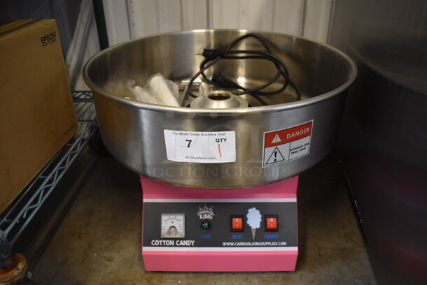 LIKE NEW! Carnival King 382CCME21 Stainless Steel Commercial Countertop Cotton Candy Machine. Unit Was Used a Few Times at a Trade Show as a Demonstration.  110 Volts, 1 Phase. 20.5x20.5x15. Tested and Working! - Image 1 of 6