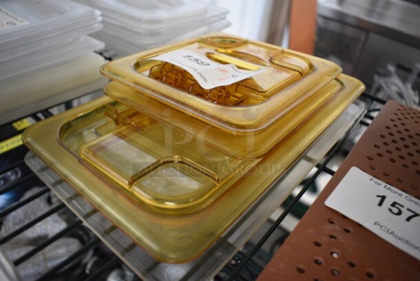 ALL ONE MONEY! Lot of 4 Various Amber and Clear Poly Drop In Bin Lids. Includes 1x3 & 1x6 Size. - Image 2 of 4