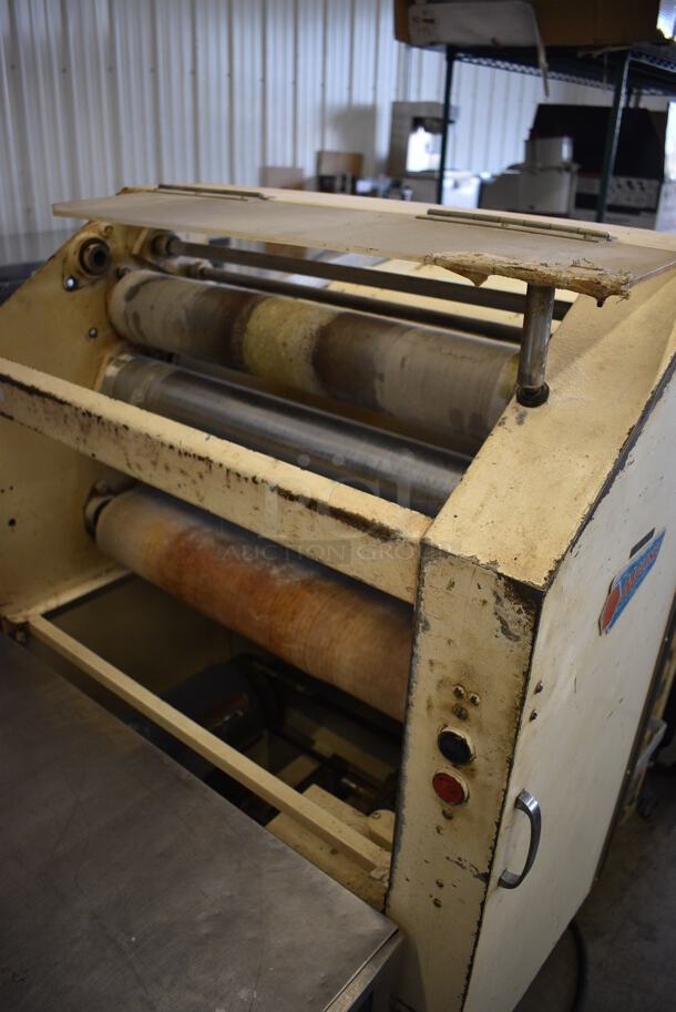 Moline Metal Commercial Floor Style Dough Sheeter on Commercial Casters. 250 Volts, 3 Phase. 56x30x55 - Image 3 of 9