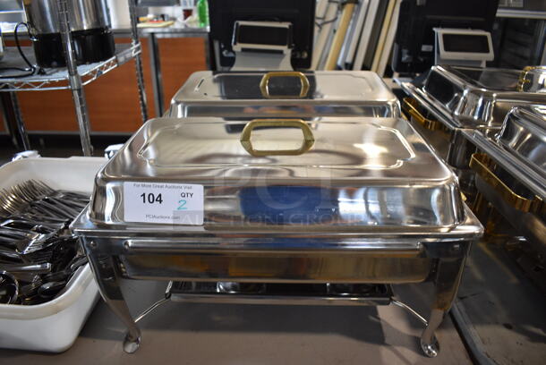 2 Stainless Steel Chafing Dishes w/ Drop Ins and Lids. 23x14x14. 2 Times Your Bid!
