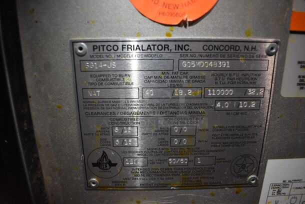 Pitco SG14-JS Commercial Stainless Steel  Natural Gas Fryer on Commercial Casters. 11,000 BTU. - Image 4 of 5