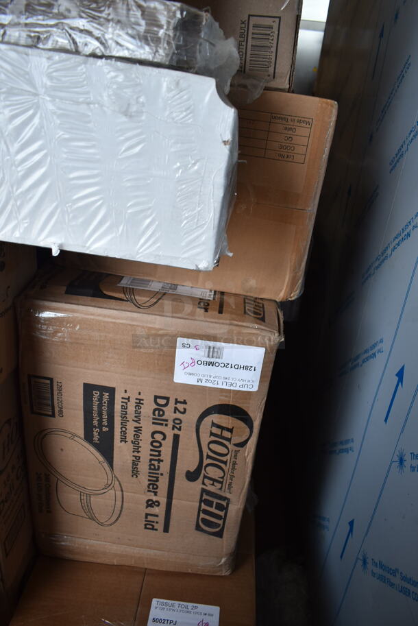 PALLET LOT of 31 BRAND NEW Boxes Including 612D3COMP Choice 8 1/2"x 6 3/8" 3-Compartment Oblong Foil Take-Out Container with Board Lid - 250/Case, 2 Box 130CLKFSNH Visions Individually Wrapped Clear Heavy Weight Cutlery Pack with Napkin - 500/Case, 4 Box 128HDLDBULK ChoiceHD Microwavable Translucent Plastic Deli Container Lid - 480/Case, 346MEDCUP1Z Choice 1 oz. Disposable Polypropylene Graduated Medicine Cup - 5000/Case, 423HLS85SS ServIt HLS85SS 8' Cut-to-Length Ceiling Mount Heat Lamp with Modern Stainless Steel Round Dome Shade, Choice Medicine Cups, 105GC49973 Choice 3 Part Tan and White Carbonless Guest Check with Beverage Lines and Bottom Guest Receipt - 2000/Case, 2 Box 500CC20 Choice Clear PET Customizable Plastic Cold Cup - 20 oz. - 600/Case, Henny Penny 12090 Prime 11" x 19" Filter Pad - 30/Case, 3 Box 433SLINER2BL Baker's Lane 12" x 16" Half Size Silicone Coated Parchment Paper Bun / Sheet Pan Liner Sheet - 1000/Case. 31 Times Your Bid! - Image 12 of 12