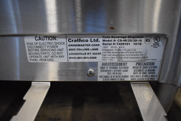 2018 Crathco CS-4E/2D/3D-16 Stainless Steel Commercial Countertop Beverage Dispenser Base. 20.5x17x18. Tested and Working! - Image 5 of 6