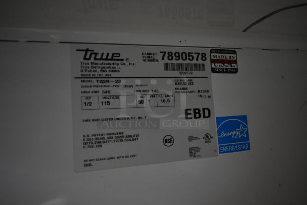 2014 True TG2R-2S ENERGY STAR Stainless Steel Commercial 2 Door Reach In Cooler w/ Poly Coated Racks on Commercial Casters. 115 Volts, 1 Phase. Tested and Working! - Image 6 of 9