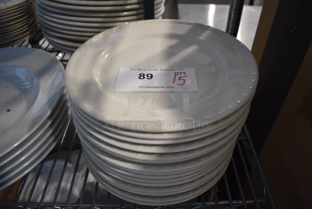 15 White Ceramic Plates. 10x10x1. 15 2396