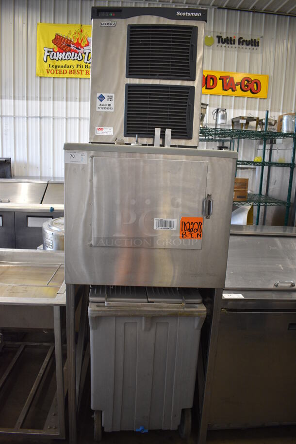 Scotsman F1222A-32A Stainless Steel Commercial Ice Head on Kloppenberg ICS-1 Commercial Ice Bin and Poly Ice Cart. 208/230 Volts, 1 Phase. 31x40x91 - Image 2 of 9