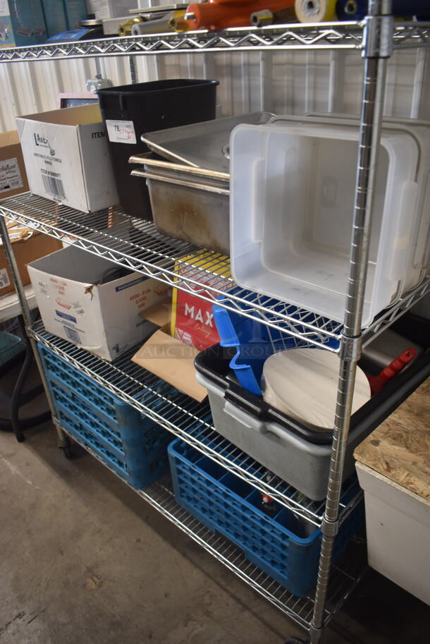ALL ONE MONEY! 3 Tier Lot Including Dishwasher Caddies and Various Water Glasses, Stainless Steel Drop In Steam Table Pans, Menus, Bus Tubs, Ingredient Bins, Telephones and MORE! - Image 3 of 6