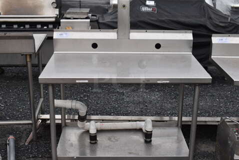 Stailness Steel Table w/ Back Splash and Under Shelf. 48x30x53
