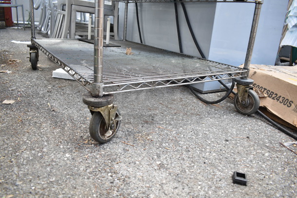 Stainless Steel Table w/ Wire Over Shelf and 2 Wire Under Shelves on Commercial Casters. Does Not Come w/ Contents. BUYER MUST DISMANTLE. PCI CANNOT DISMANTLE FOR SHIPPING. PLEASE CONSIDER FREIGHT CHARGES. - Image 4 of 4