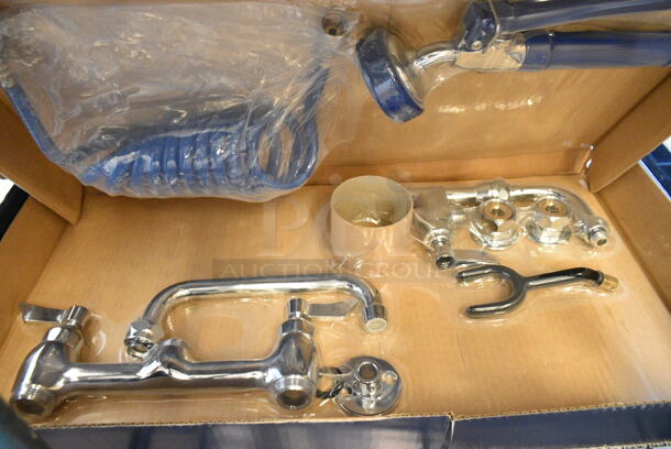 BRAND NEW SCRATCH AND DENT! Waterloo 750fdu88 2.6 GPM Deck-Mounted Pet Grooming / Utility Faucet with 8" Centers, 9' Coiled Hose, and 8" Add-On Faucet  - Image 3 of 4