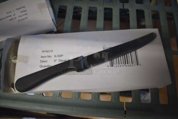 2 Boxes of 12 BRAND NEW! Winco K-50P Stainless Steel Steak Knives. 9". 2 Times Your Bid! - Image 1 of 3