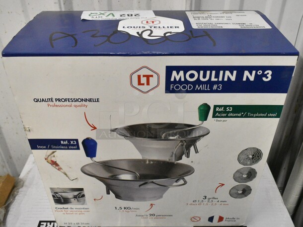 2 BRAND NEW! Items Including Moulin Number 3 Food Mill and 16901RED Pan w/ Lid. 2 Times Your Bid!  - Image 3 of 7