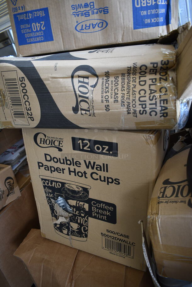 PALLET LOT of 15 BRAND NEW Boxes Including Dart 12B32 12 oz. Insulated White Customizable Foam Container - 1000/Case, 50012DWALLC Smooth Double Wall Paper Hot Cup, 500CC9 Choice Clear Dome Lid w Hole, 427TBBD4 Bolt Down Outdoor Table Base Plate, Choice Medium Weight Forks, CTR16BD Dart SafeSeal 16 oz. Plastic Tamper-Resistant, Tamper-Evident Bowl with Dome Lid - 240/Case, 500CC32P Choice Clear PET Plastic Cold Cup - 32 oz. - 500/Case, Lavex 35 Quart Mop Bucket, MC6610B 8"x6" Rectangular Containers. 15 Times Your Bid! - Image 8 of 10