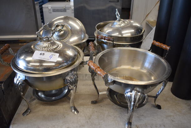 4 Metal Chafing Dishes w/ Drop In and Lid. Missing 1 Lid. 17x13.5x16. 4 Times Your Bid!