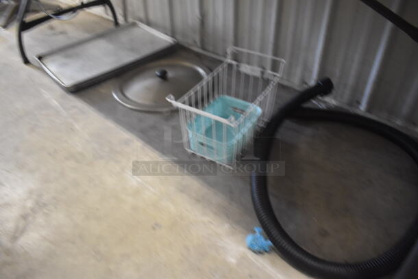 ALL ONE MONEY! Table and Floor Lot Including Chalkboard, Receipt Paper, Cash Drawer, Sanitizing Buckets, Hose, Lid, Sheet Pans and MORE! - Image 8 of 8