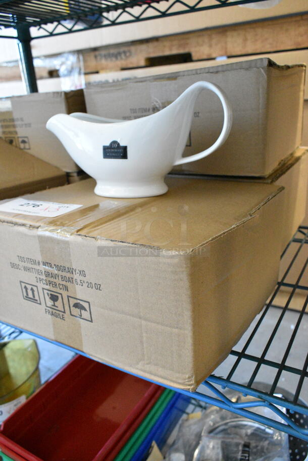 3 Box of 3 BRAND NEW SCRATCH AND DENT! 10 Strawberry Street WTR-20GRAVY-XG Whittier 20 oz. White Porcelain Gravy Boat. 3 Times Your Bid!  - Image 2 of 6